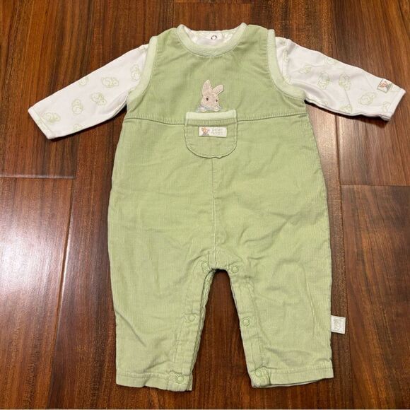 Peter Rabbit Beatrix Potter vintage 2002 green corduroy overalls/onesie set - Picture 1 of 5